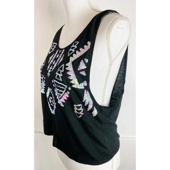 PINK • NWT Black Aztec Sequin Tank - Picture 3 of 4